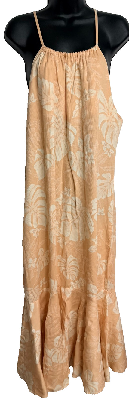 Hilo Hattie Hawaiian Original Mermaid Midi Dress Women’s M Peach Tropical NEW